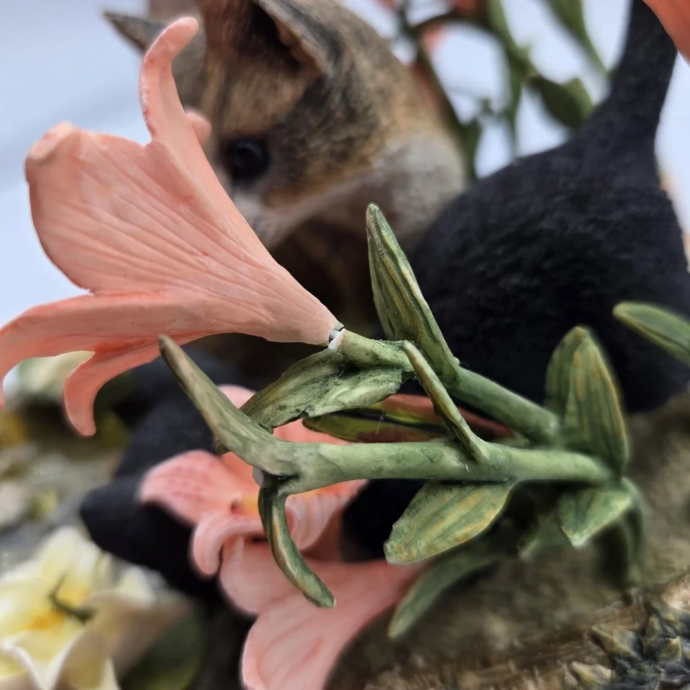 2001‎ Lenox Figurine Afternoon Amazement Kittens Cats Flowers Koi Pond Rare Read